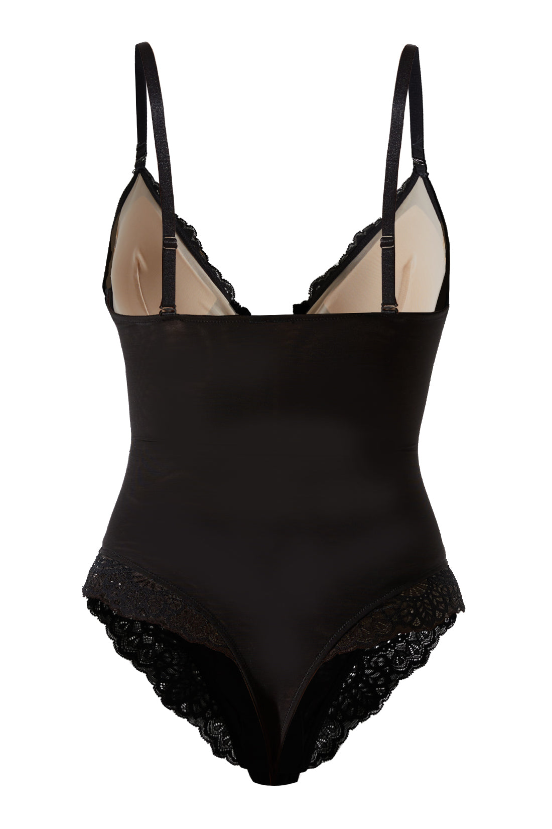 Bodysuit-Shapewear mit tiefem V-Ausschnitt aus Spitze