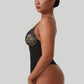 Bodysuit-Shapewear mit tiefem V-Ausschnitt aus Spitze