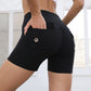 Stretch-Shorts mit hoher Taille und Taschen