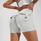 Stretch-Shorts mit hoher Taille und Taschen