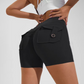 Stretch-Shorts mit hoher Taille und Taschen