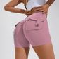 Stretch-Shorts mit hoher Taille und Taschen